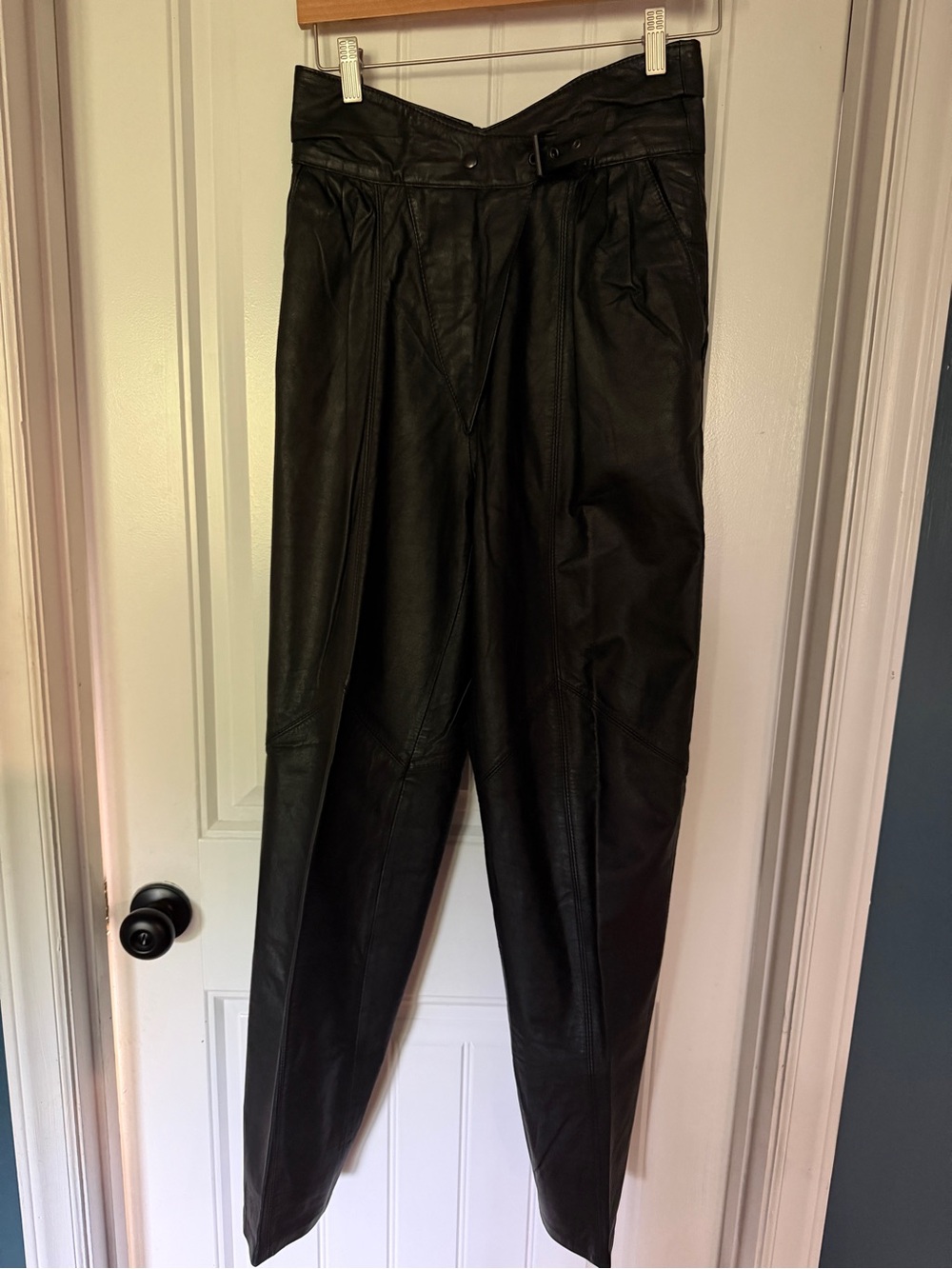 Vintage 90s Genuine Leather High Waisted Motorcycle Pants - Women’s